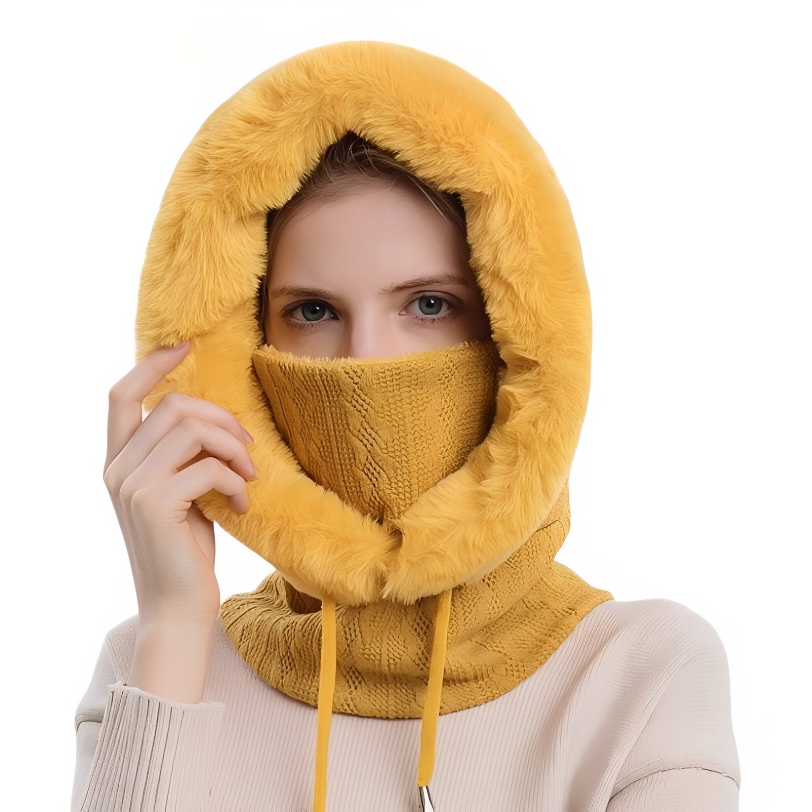 Echarpe Capuche Femme - Jaune Moutarde - 56-59CM
