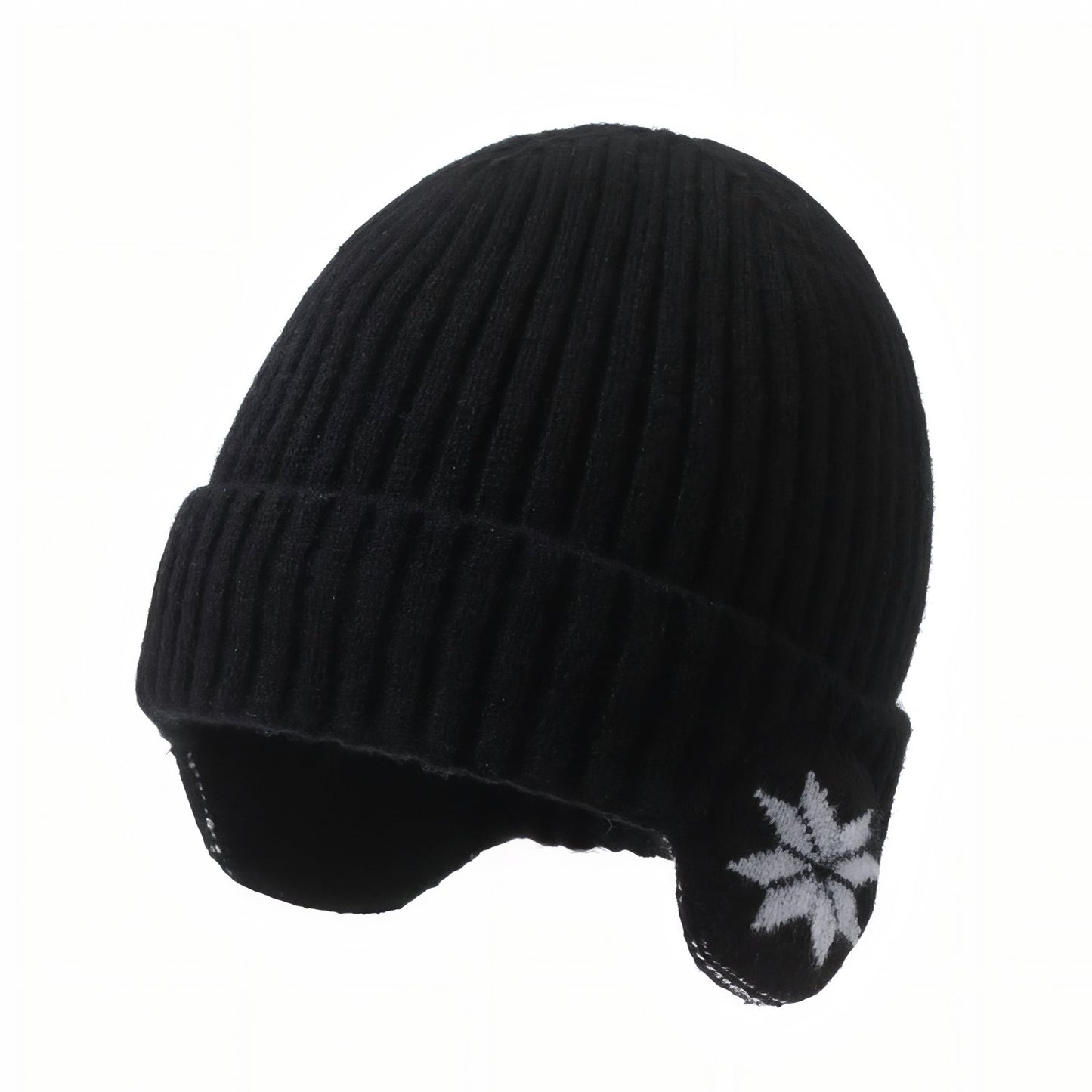 Bonnet Cache Oreille Femme - Noir - 55-60cm