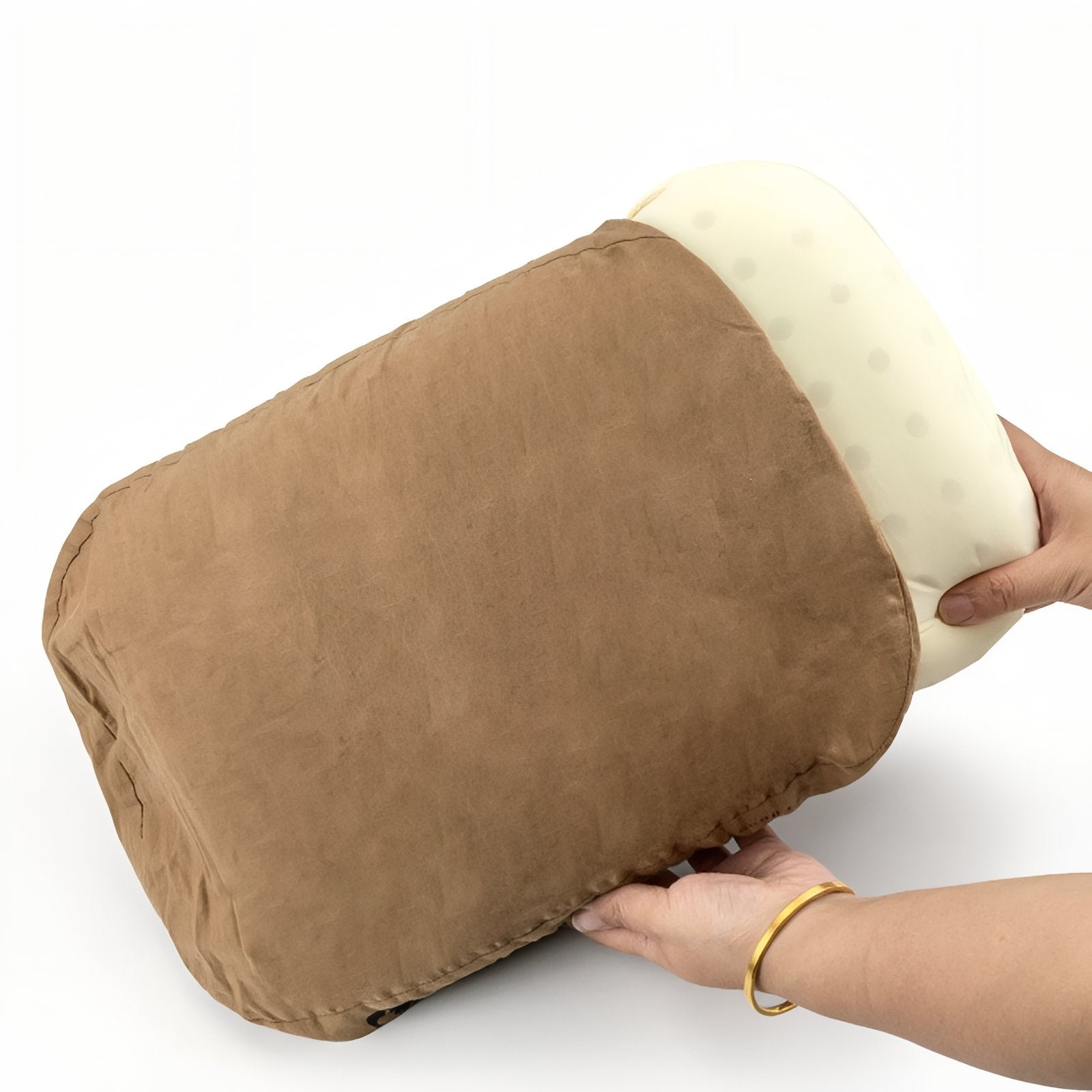 Coussin Ergonomique pour Bivouac portée à la main - Marron Clair - Vert Sauge