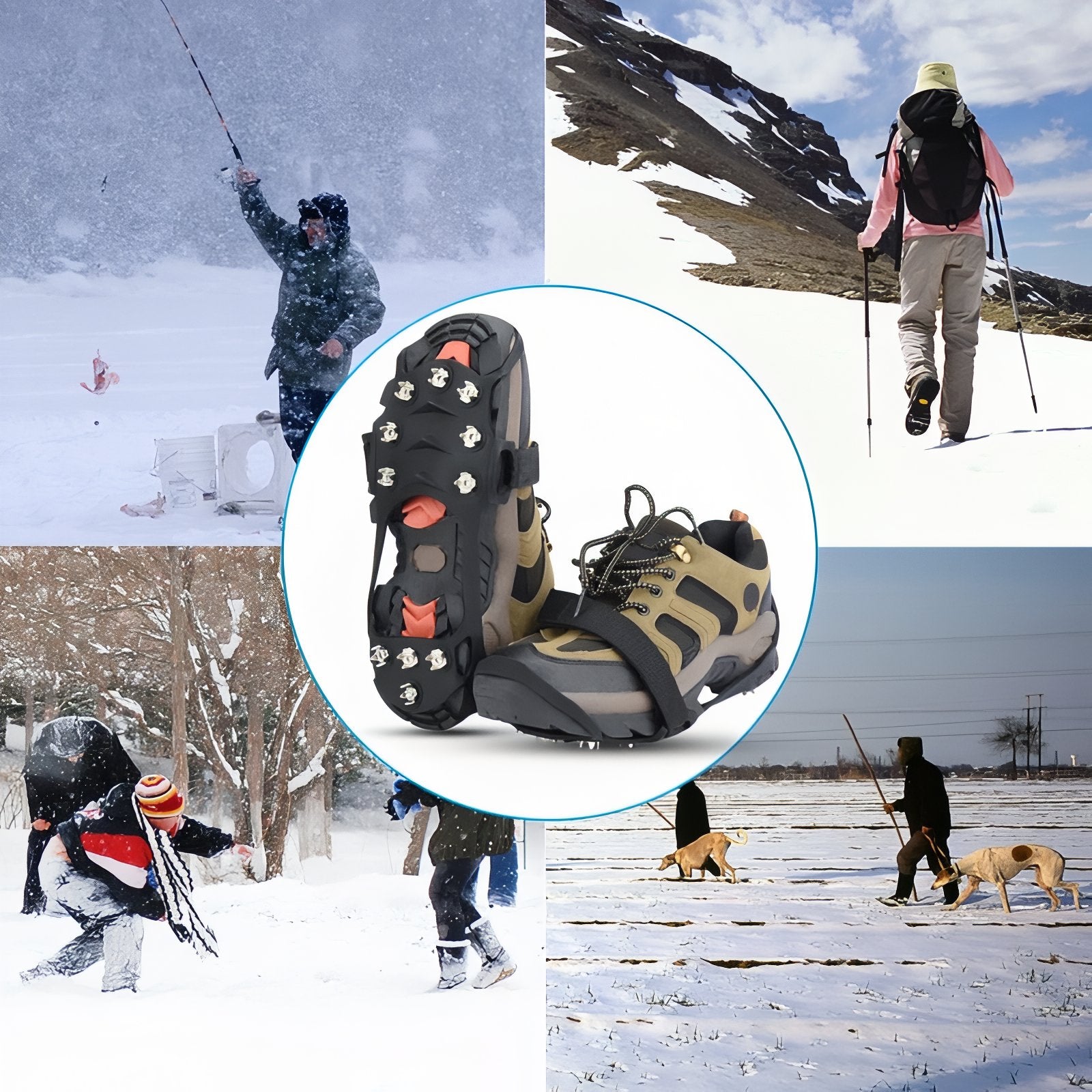 Crampons Anti-Glisse Randonnée 11 Dents mise en situation extérieure - 31-36 - 36-39 - 39-46 - 46-48