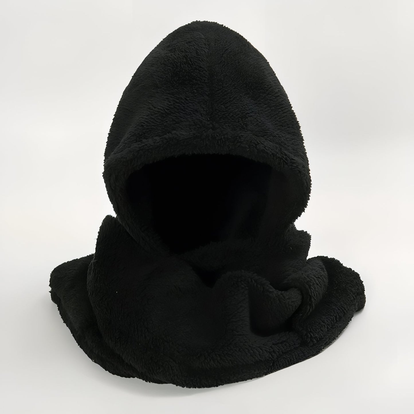 Capuche Echarpe Polaire Femme vue de face - Noir