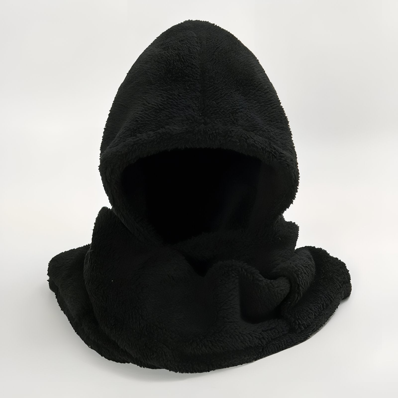 Capuche Echarpe Polaire Femme vue de face - Noir