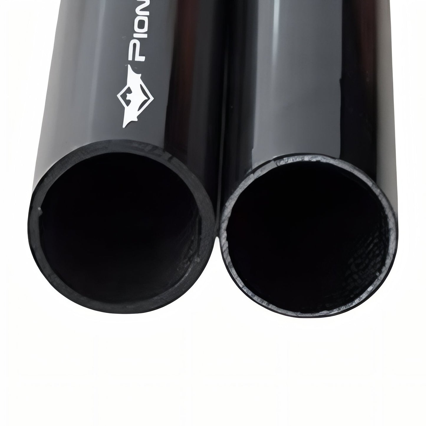 Bâton De Marche Carbone Pliable gros plan tubes - Rouge et Vert Fluo - Noir
