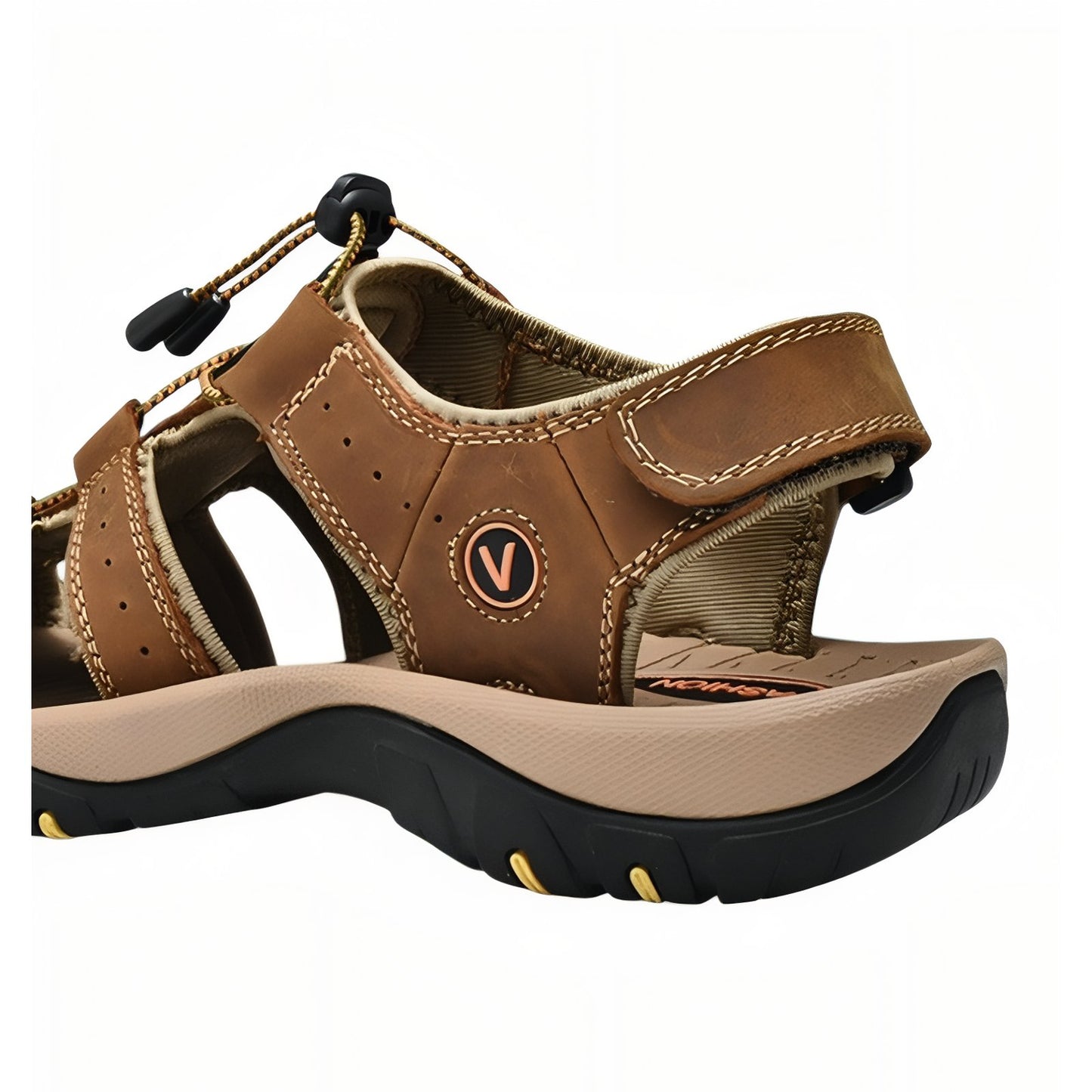 Sandales de Randonnée Homme Bout Fermé gros plan sangle et semelle - Marron et Beige - Vert Olive - Marron Clair - Noir et Rouge - Navy et Beige