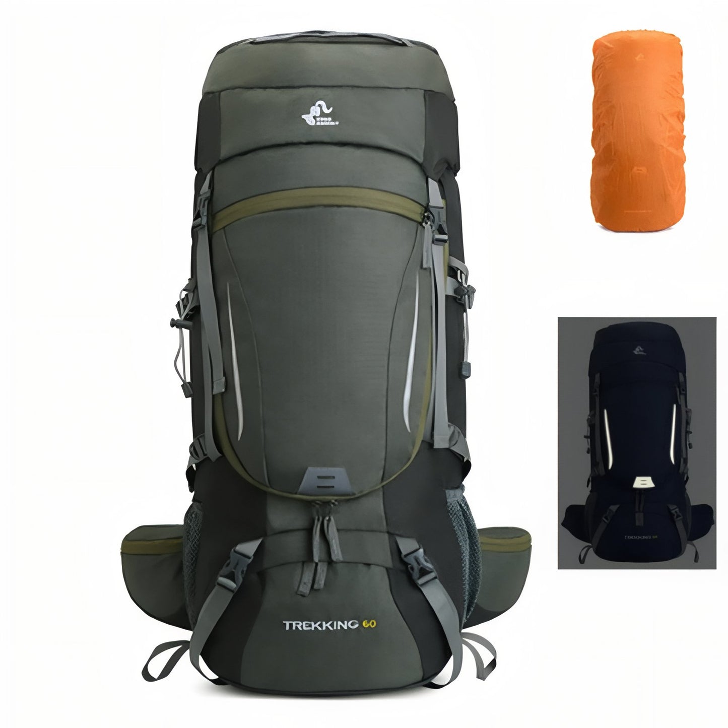 Sac à Dos Randonnée Respirant 60 Litres vue avant produit - Vert