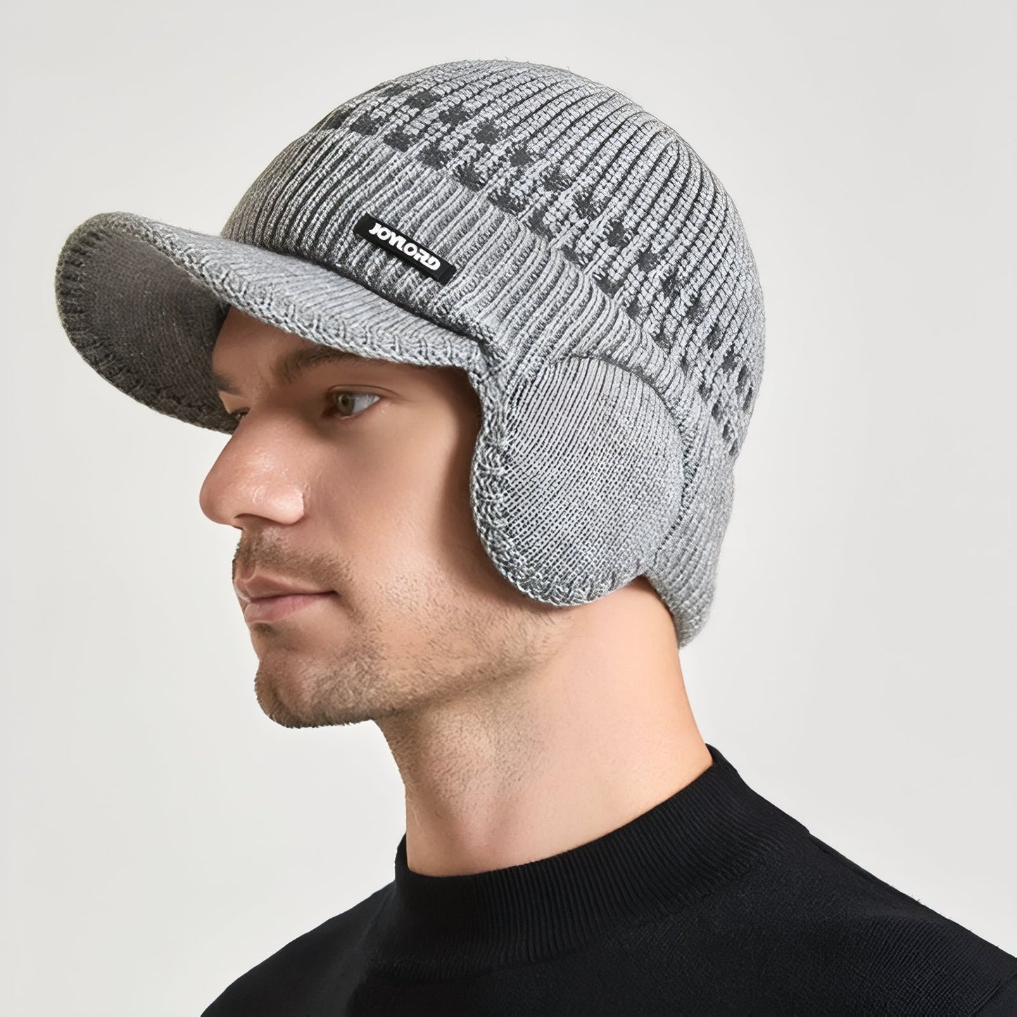 Bonnet Casquette Homme portée sur la tête - Gris Clair - Noir - Marron Clair - Beige - Gris Foncé - Bleu Marine