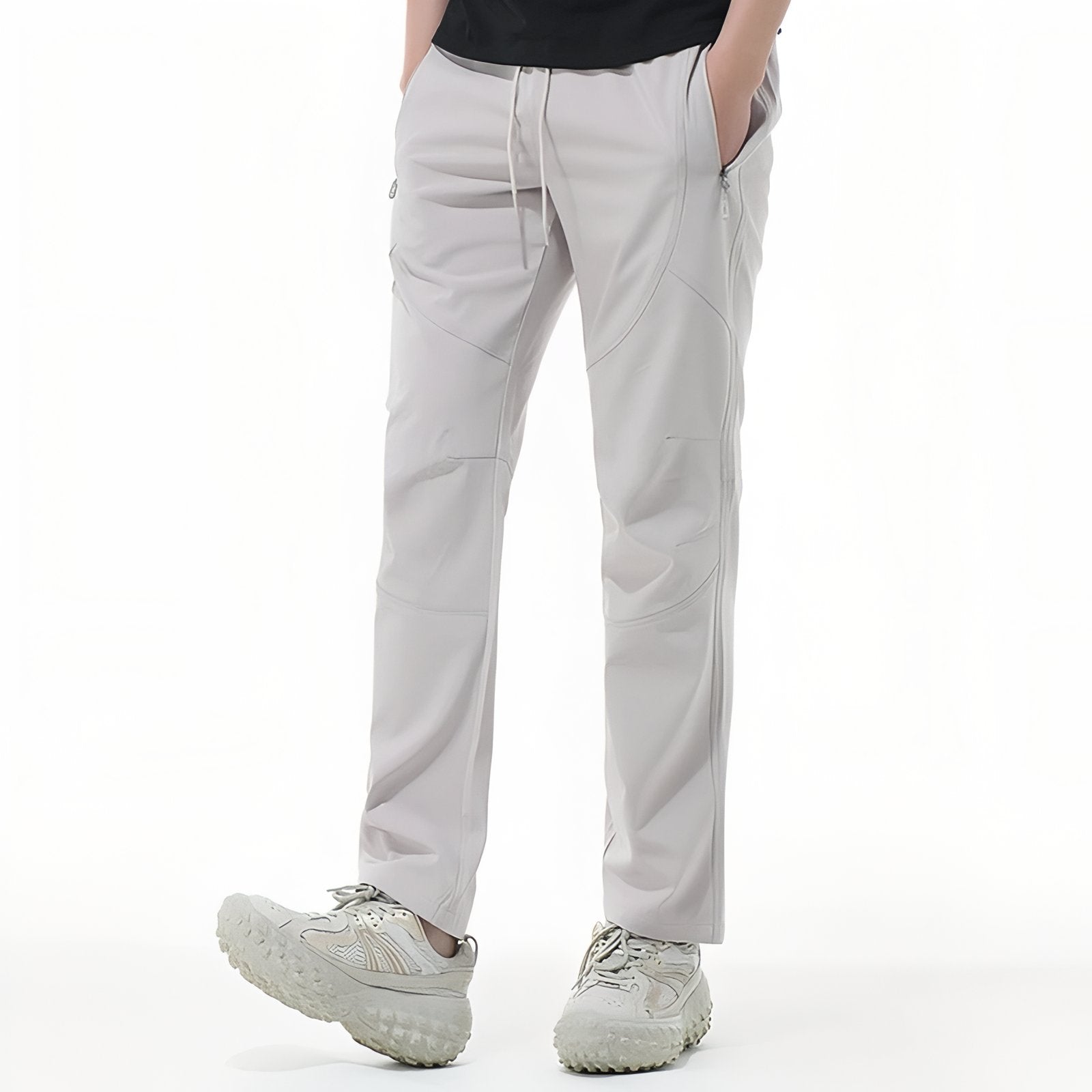Pantalon Léger Randonnée Homme portée debout - Gris Clair - Noir Profond - Gris Foncé
