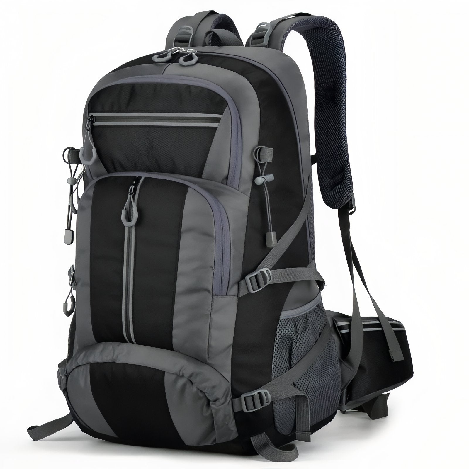 Sac à Dos Randonnée Multi-Poches 55L - Gris Foncé et Noir