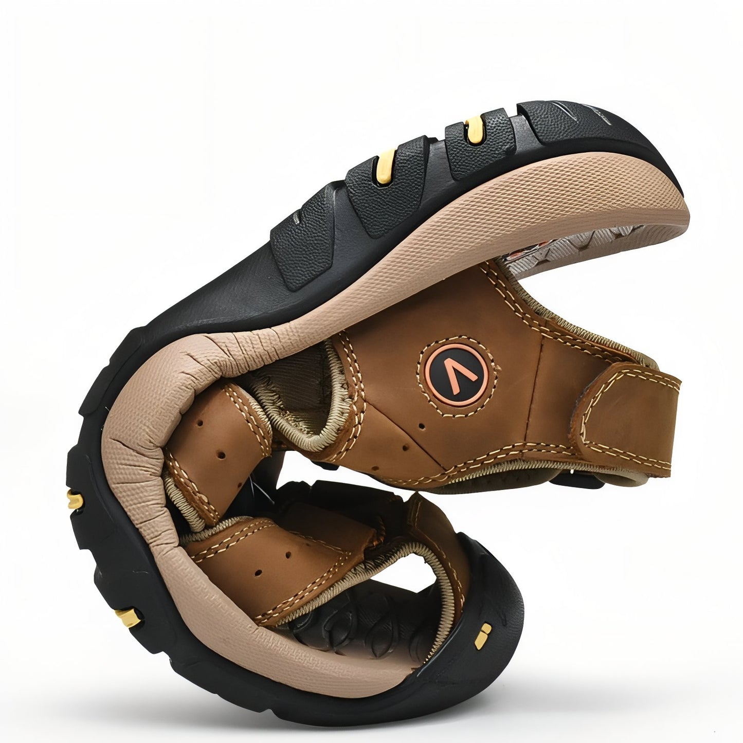 Sandales de Randonnée Homme Bout Fermé vue de dessous - Marron et Beige - Vert Olive - Marron Clair - Noir et Rouge - Navy et Beige