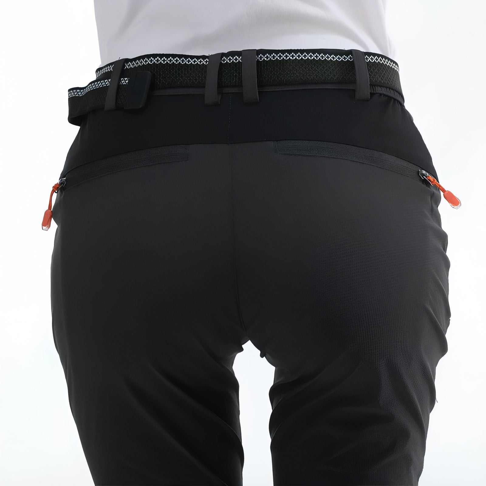 Pantalon Randonnée Extensible Femme gros plan fermeture zippée - Gris - Beige - Vert