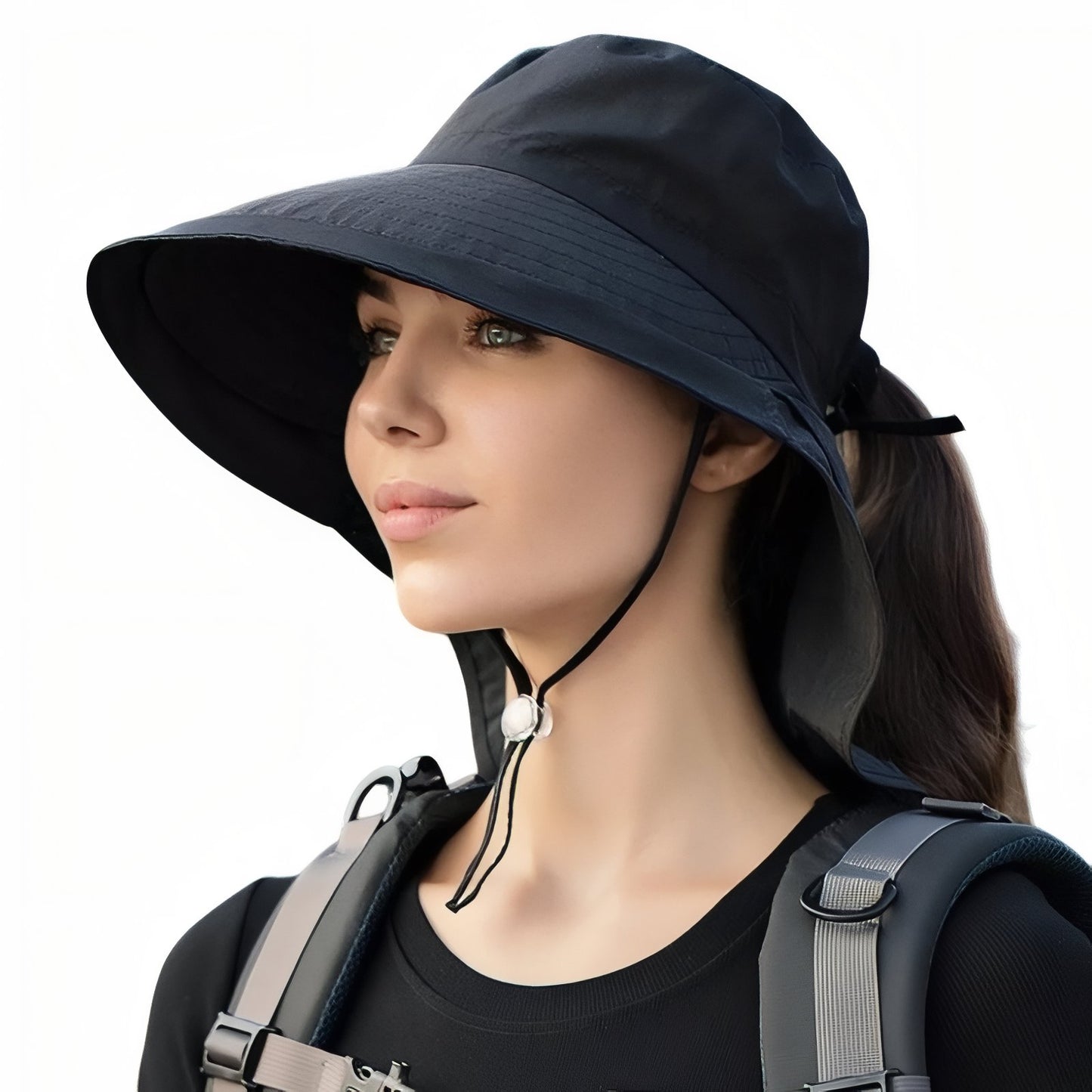 Chapeau Soleil Randonnée Femme - Noir - 56-58cm