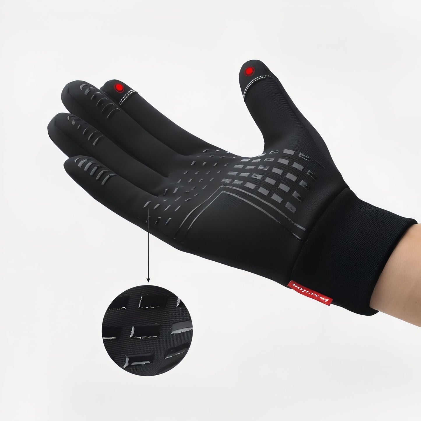 Gants de Randonnée À Doigt Coupé gros plan texture - Noir
