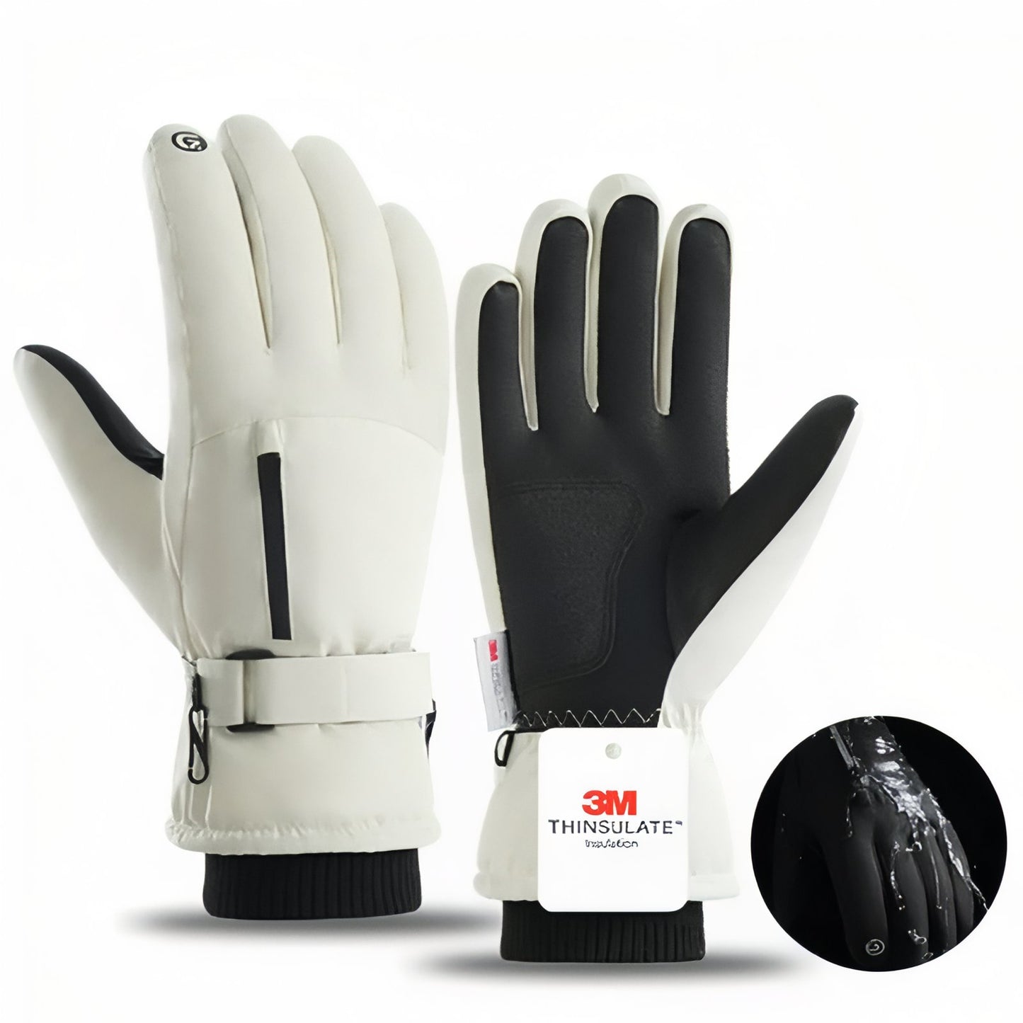 Gants Randonnée Grand Froid - Blanc avec Poche