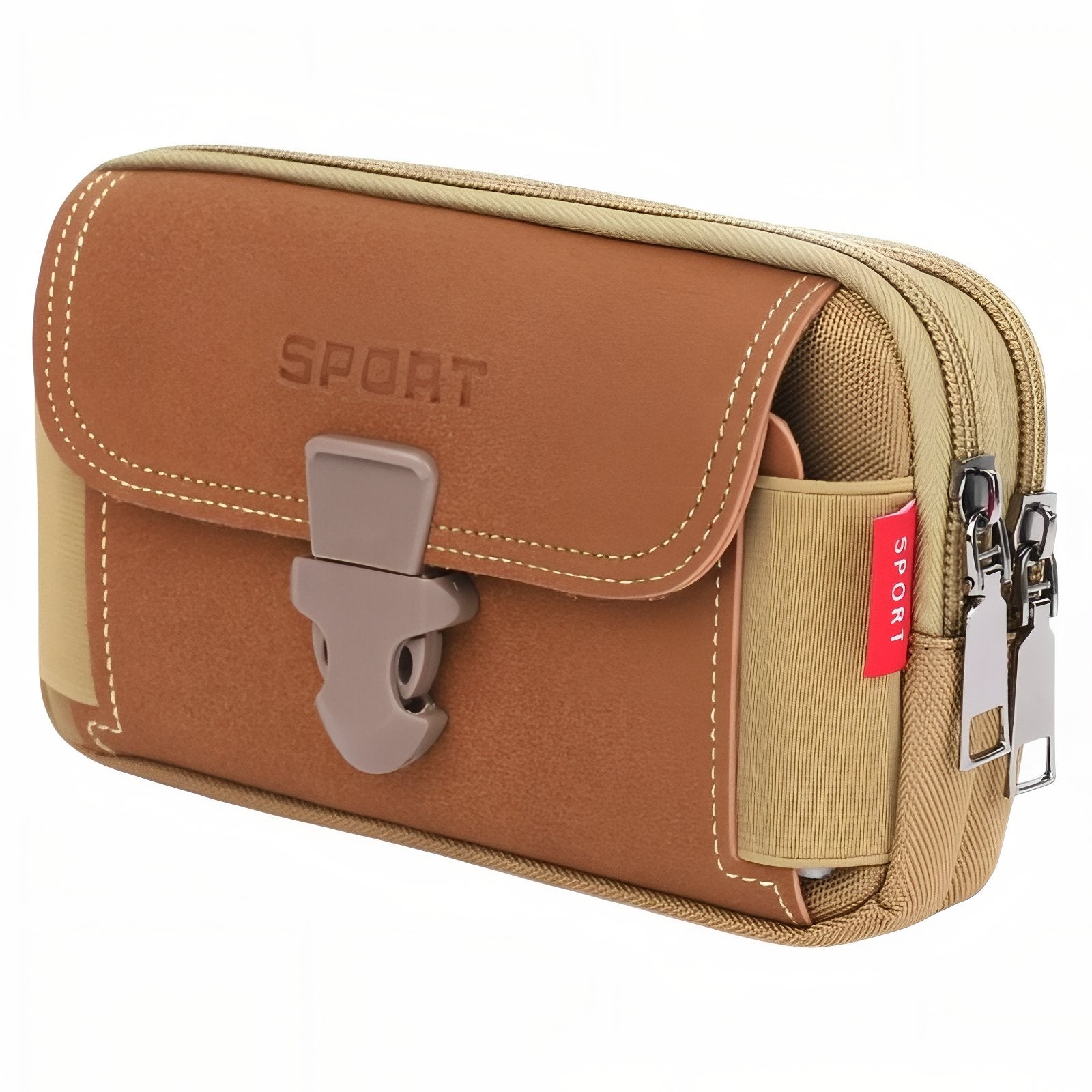 Sacoche Ceinture Randonnée - Marron Camel - Horizontal