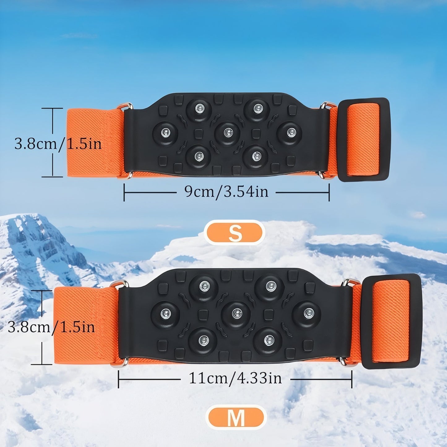 Mini Crampons Randonnée 7 Dents guide des dimensions - S - M