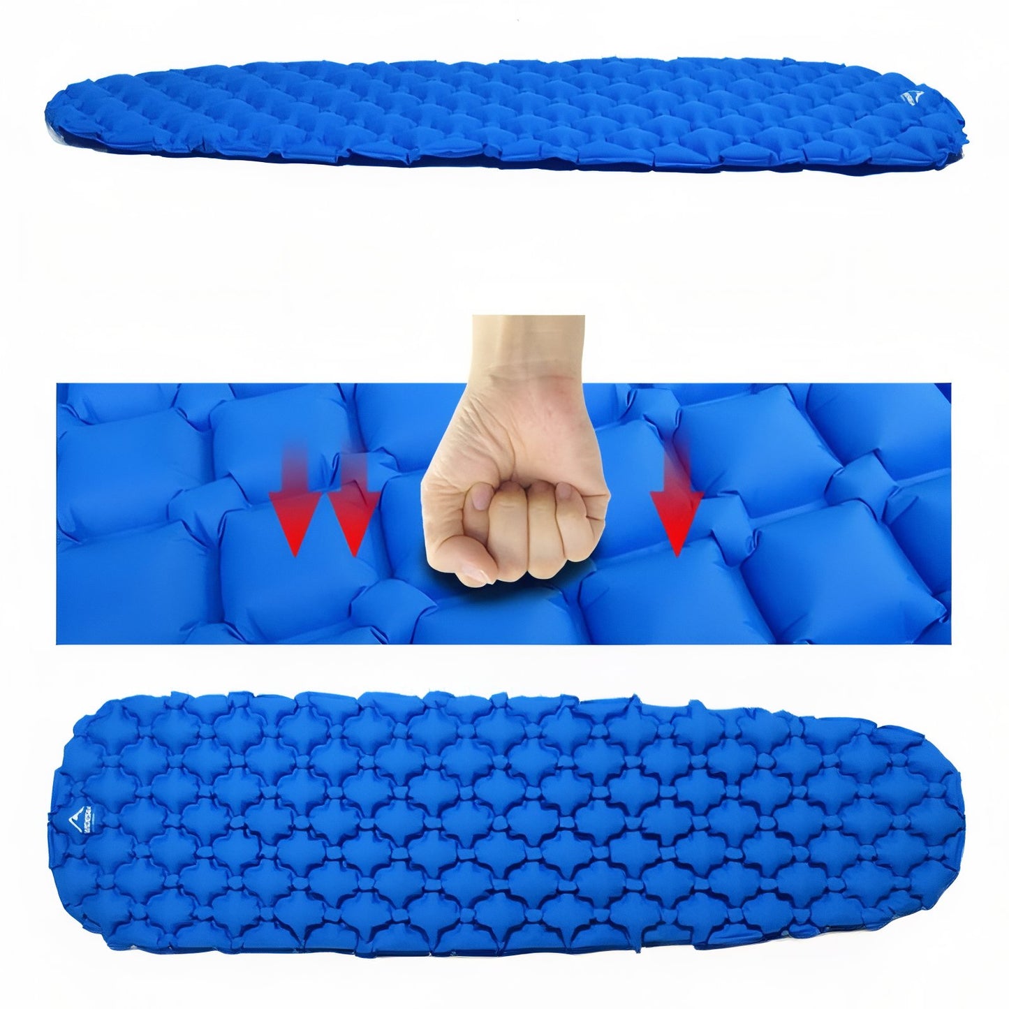 Matelas Gonflable 1 Personne Randonnée gros plan texture matelas - Bleu Ciel - Vert Foncé - Orange Fluo - Bleu Marine