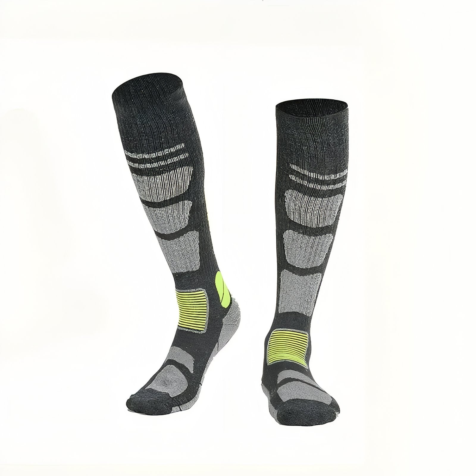 Chaussettes Randonnée Mérinos - Gris et Vert Fluo - Taille Unique