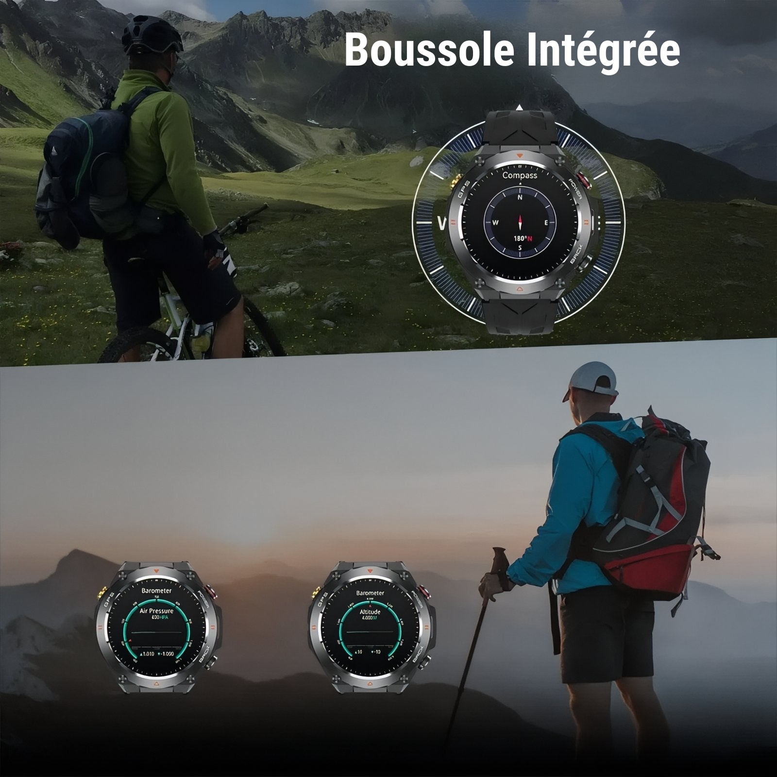 Montre GPS Pour Randonnée Pédestre mise en situation randonnée - Noir - Camouflage