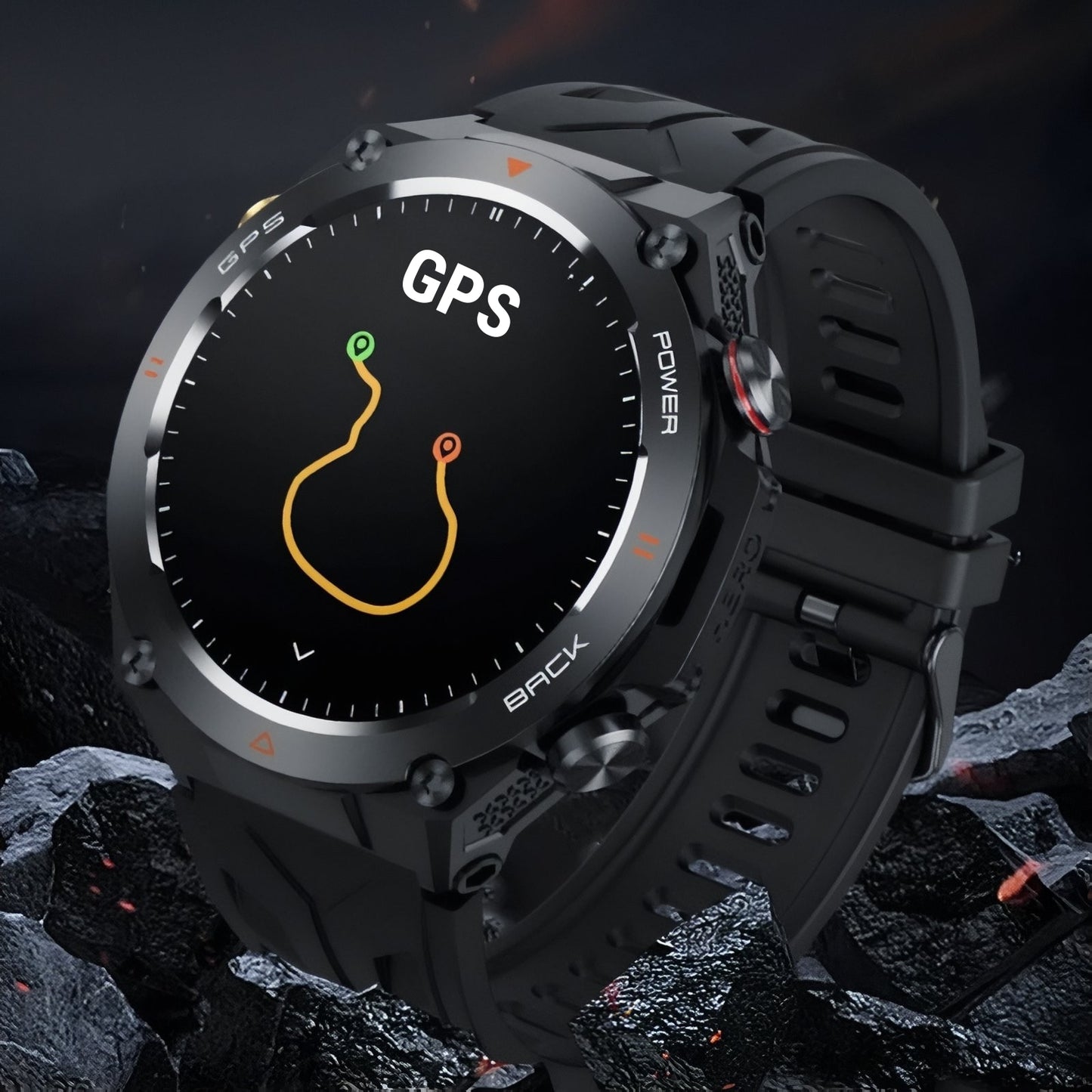 Montre GPS Pour Randonnée Pédestre gros plan écran GPS - Noir - Camouflage