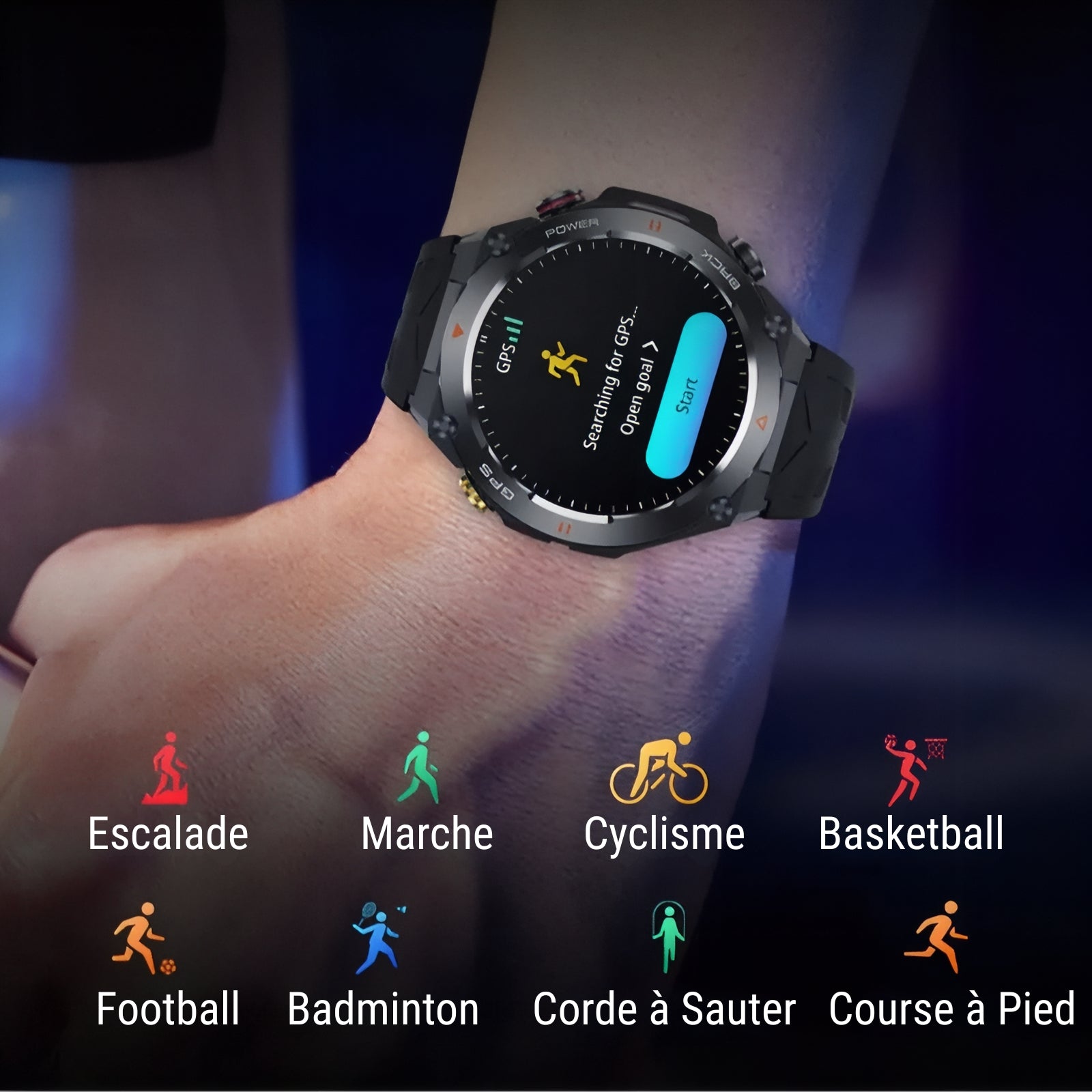 Montre GPS Pour Randonnée Pédestre portée au poignet - Noir - Camouflage